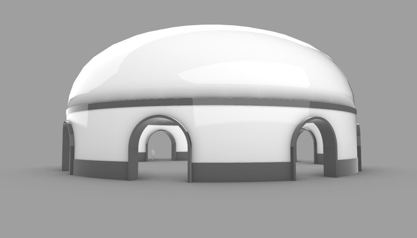 Dome Pavilion with Solid Dome with Top Opening v2 3D model_14