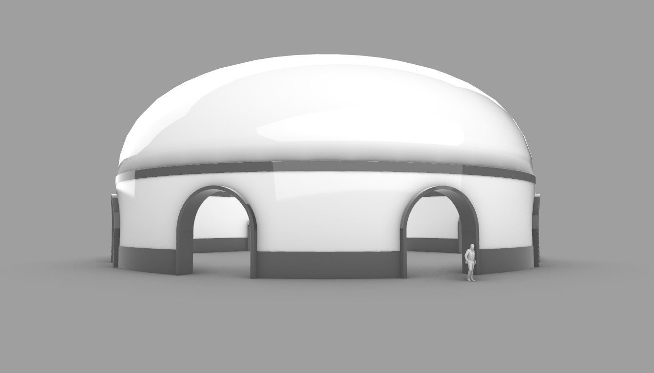 Dome Pavilion with Solid Dome with Top Opening v2 3D model_28
