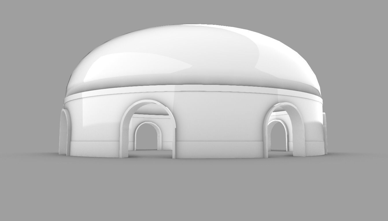 Dome Pavilion with Solid Dome with Top Opening v2 3D model_93