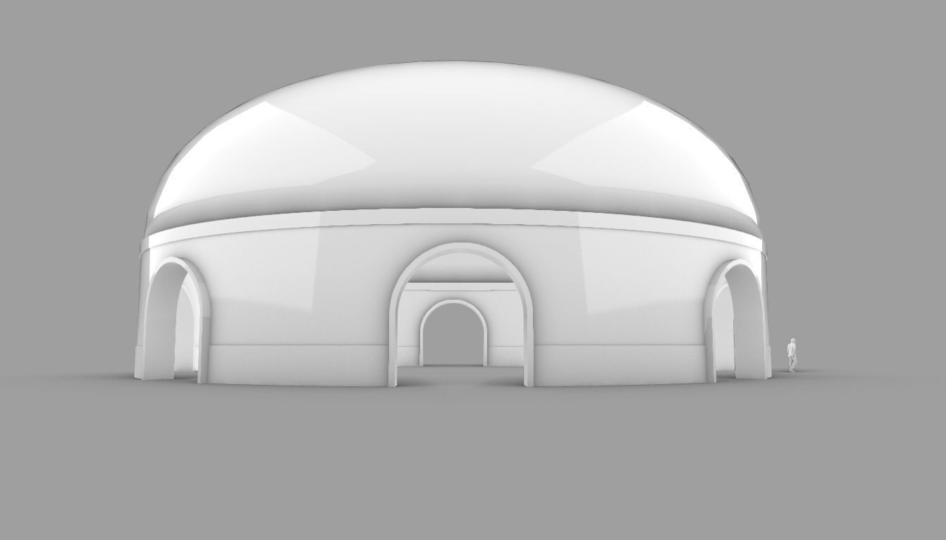 Dome Pavilion with Solid Dome with Top Opening v2 3D model_100