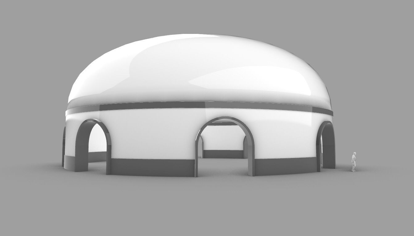 Dome Pavilion with Solid Dome with Top Opening v2 3D model_26