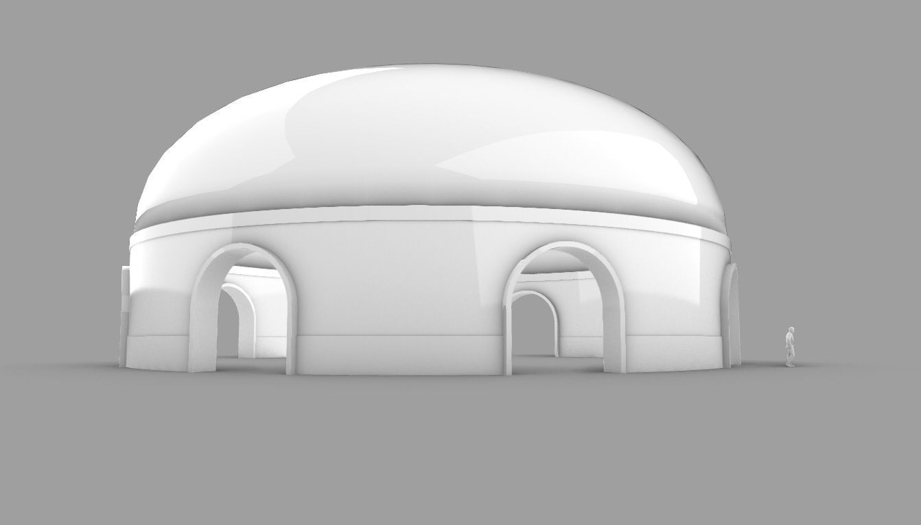 Dome Pavilion with Solid Dome with Top Opening v2 3D model_95