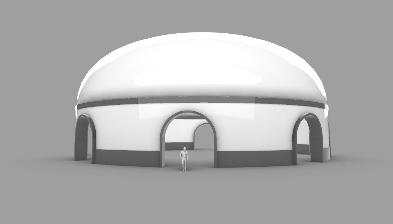 Dome Pavilion with Solid Dome with Top Opening v2 3D model_30