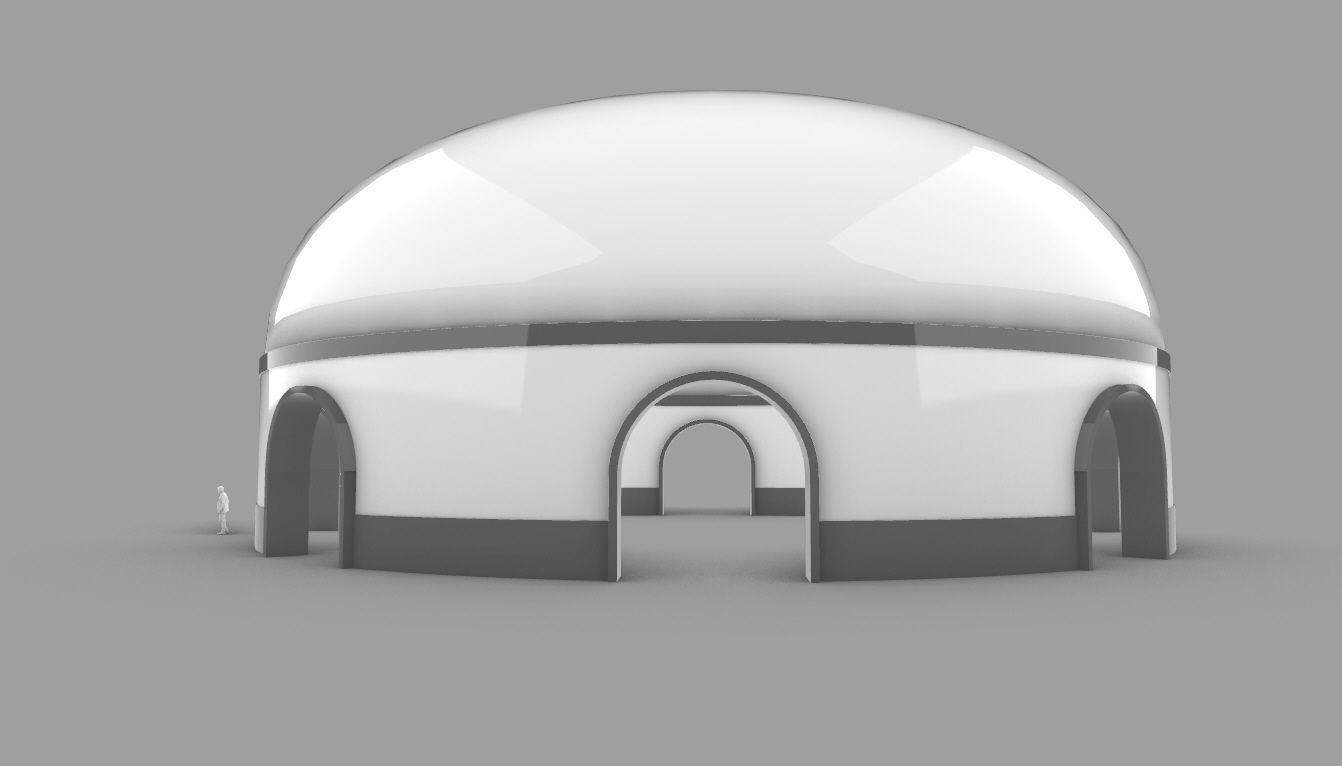 Dome Pavilion with Solid Dome with Top Opening v2 3D model_5