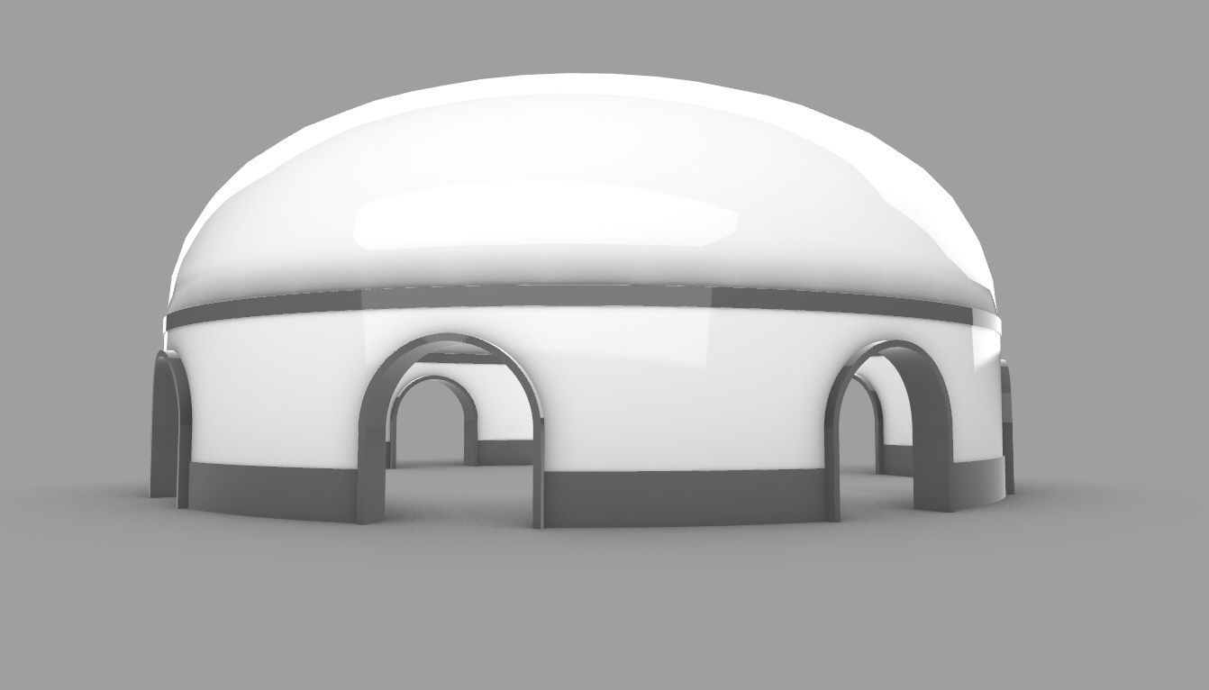 Dome Pavilion with Solid Dome with Top Opening v2 3D model_18
