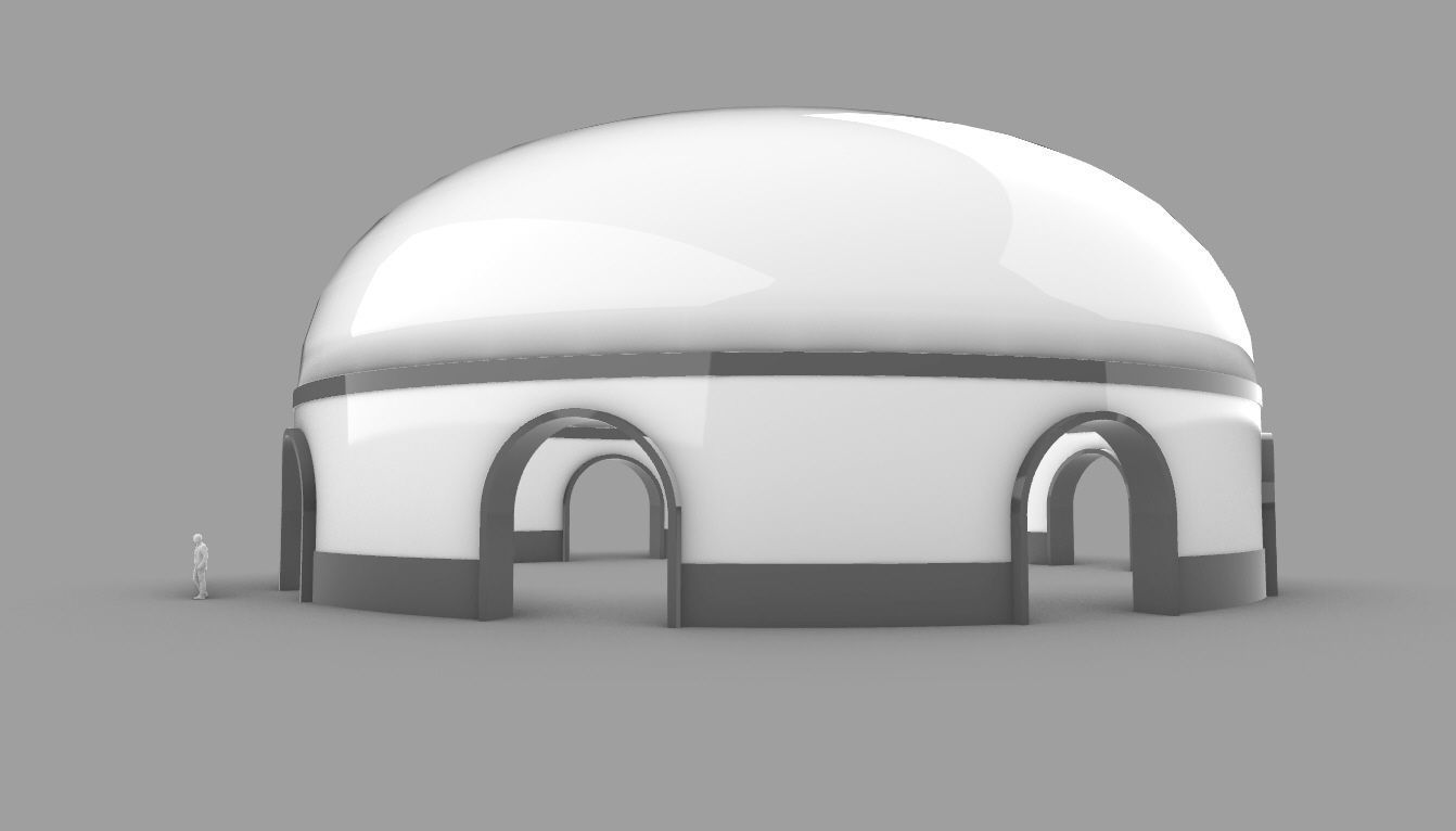 Dome Pavilion with Solid Dome with Top Opening v2 3D model_3