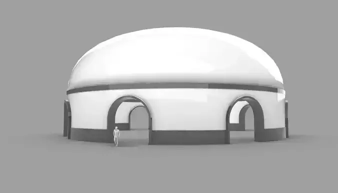 Dome Pavilion with Solid Dome with Top Opening v2