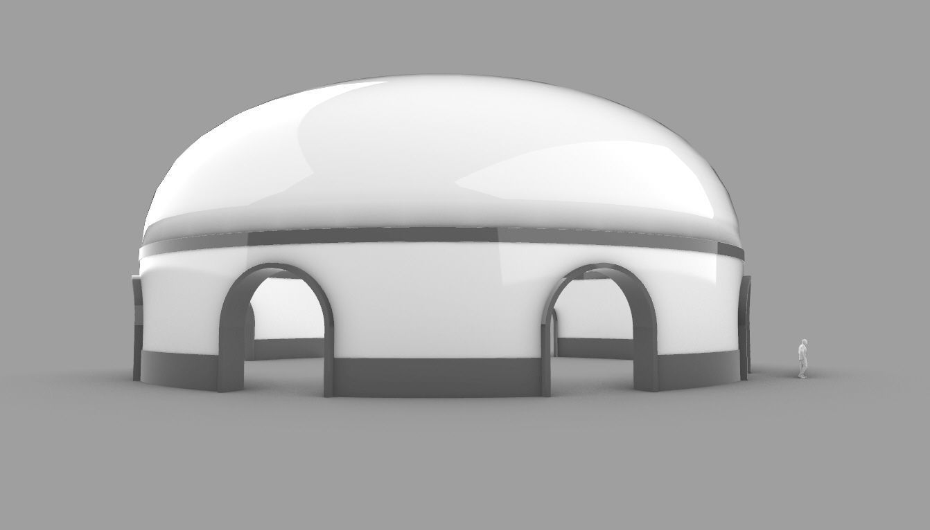 Dome Pavilion with Solid Dome with Top Opening v2 3D model_25