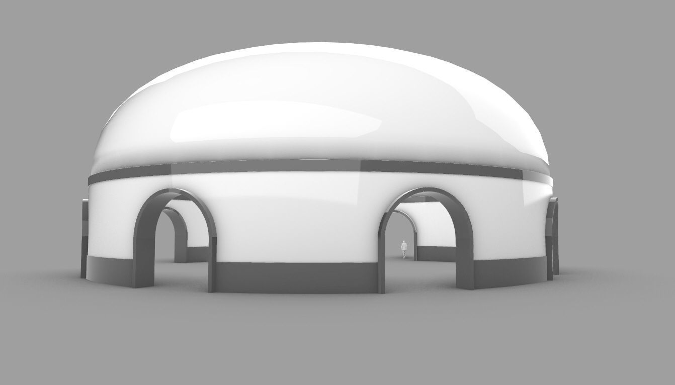Dome Pavilion with Solid Dome with Top Opening v2 3D model_19