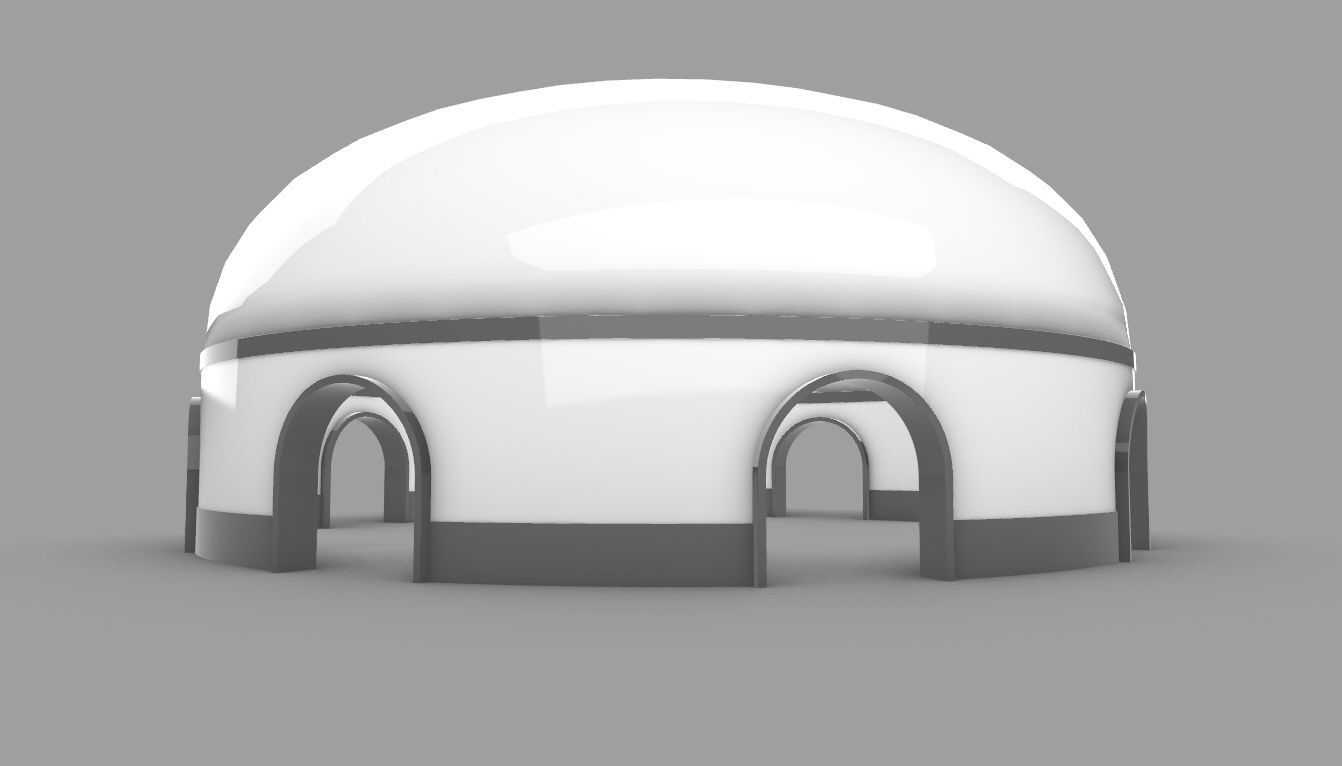 Dome Pavilion with Solid Dome with Top Opening v2 3D model_16