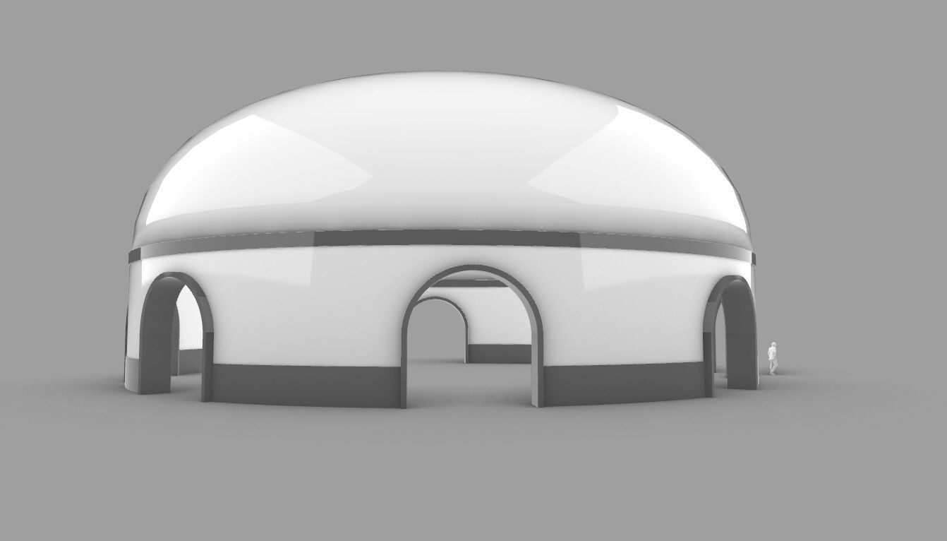Dome Pavilion with Solid Dome with Top Opening v2 3D model_23