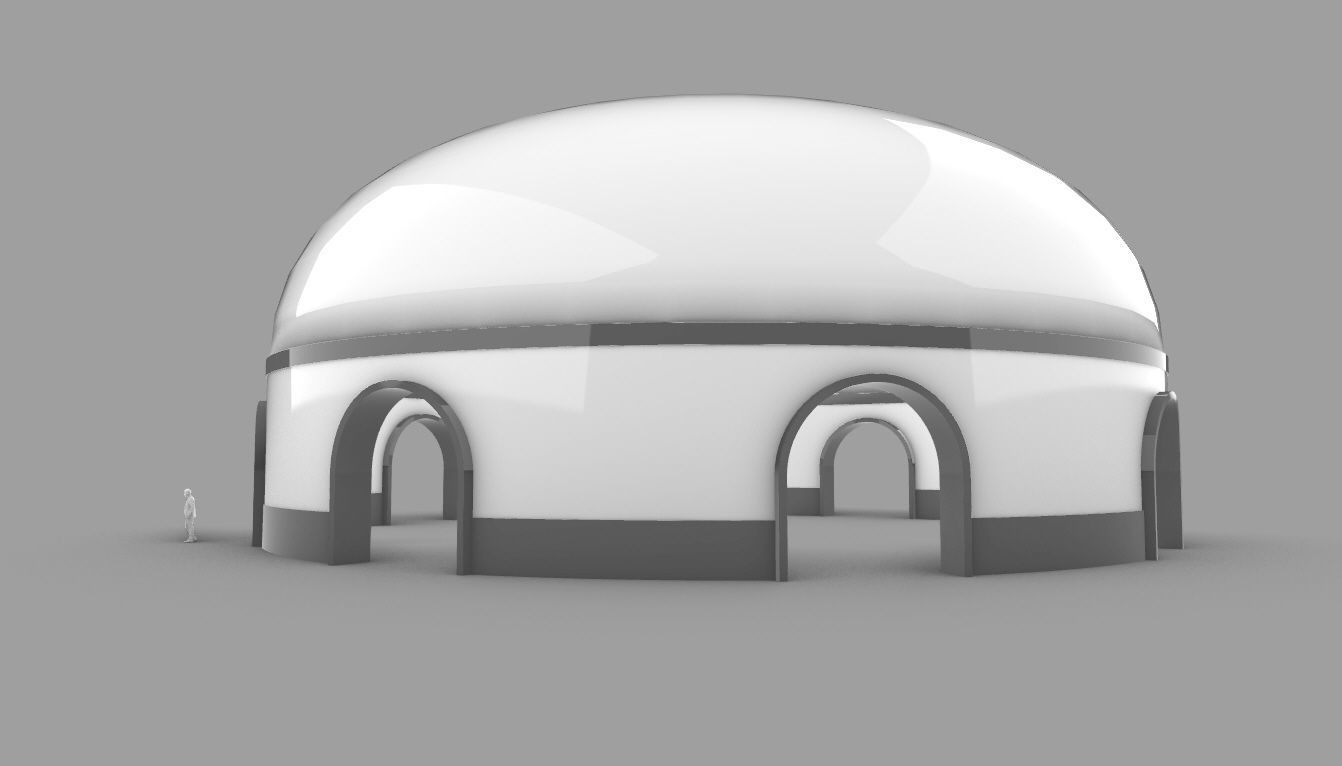 Dome Pavilion with Solid Dome with Top Opening v2 3D model_4
