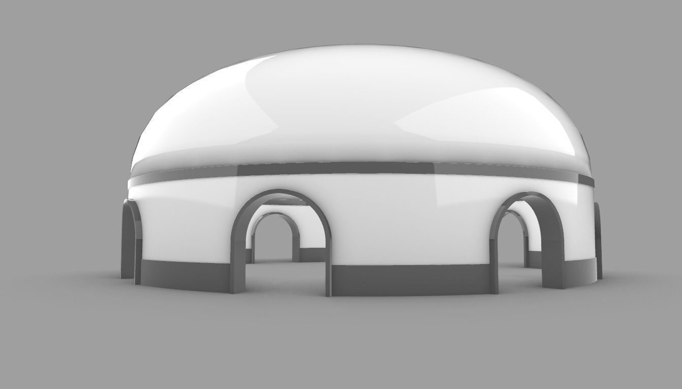 Dome Pavilion with Solid Dome with Top Opening v2 3D model_6