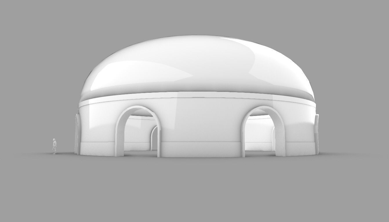 Dome Pavilion with Solid Dome with Top Opening v2 3D model_83
