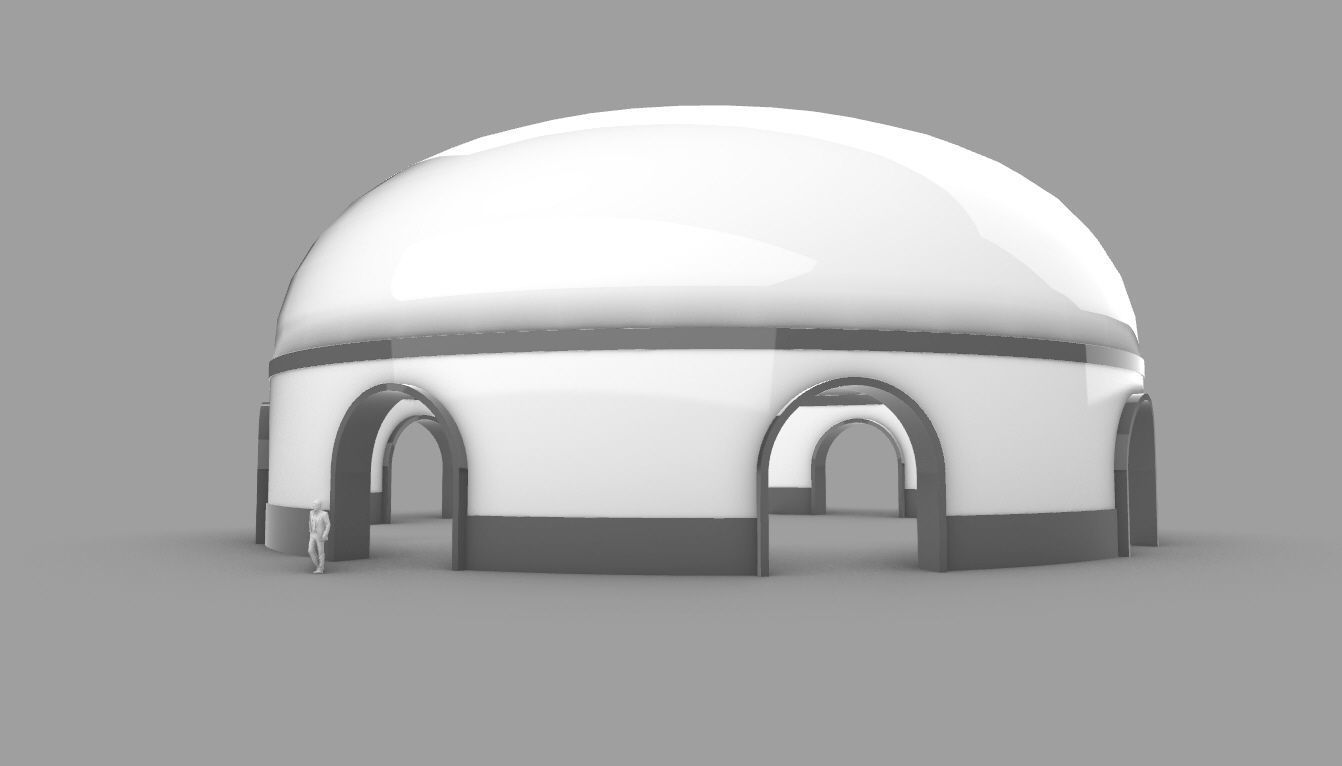 Dome Pavilion with Solid Dome with Top Opening v2 3D model_1