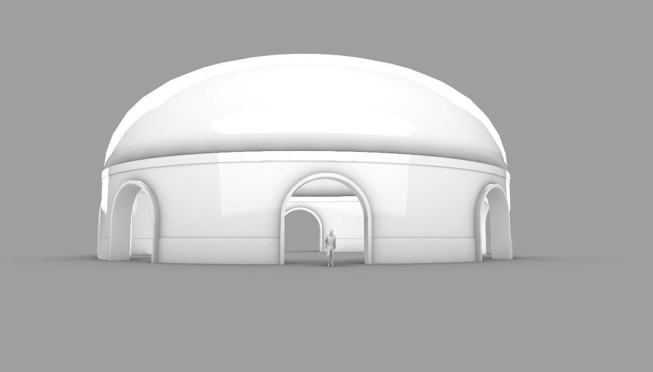 Dome Pavilion with Solid Dome with Top Opening v2 3D model_92
