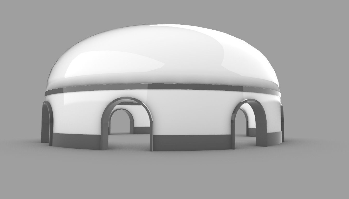 Dome Pavilion with Solid Dome with Top Opening v2 3D model_21