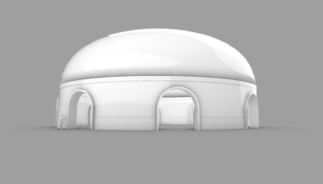 Dome Pavilion with Solid Dome with Top Opening v2 3D model_82