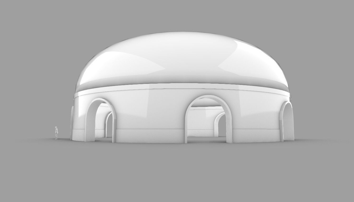 Dome Pavilion with Solid Dome with Top Opening v2 3D model_86