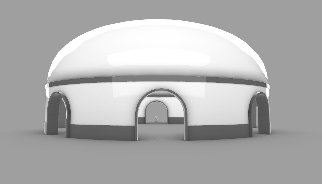 Dome Pavilion with Solid Dome with Top Opening v2 3D model_17