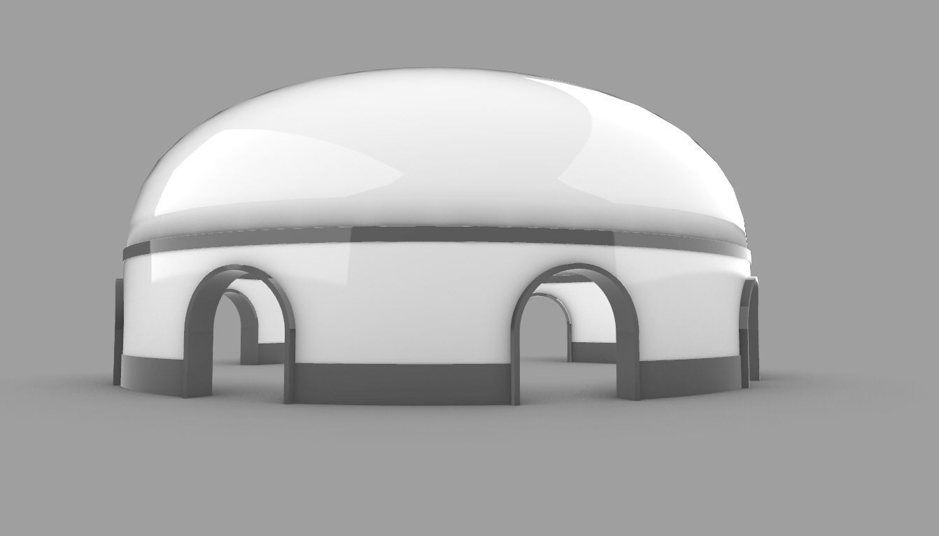 Dome Pavilion with Solid Dome with Top Opening v2 3D model_22