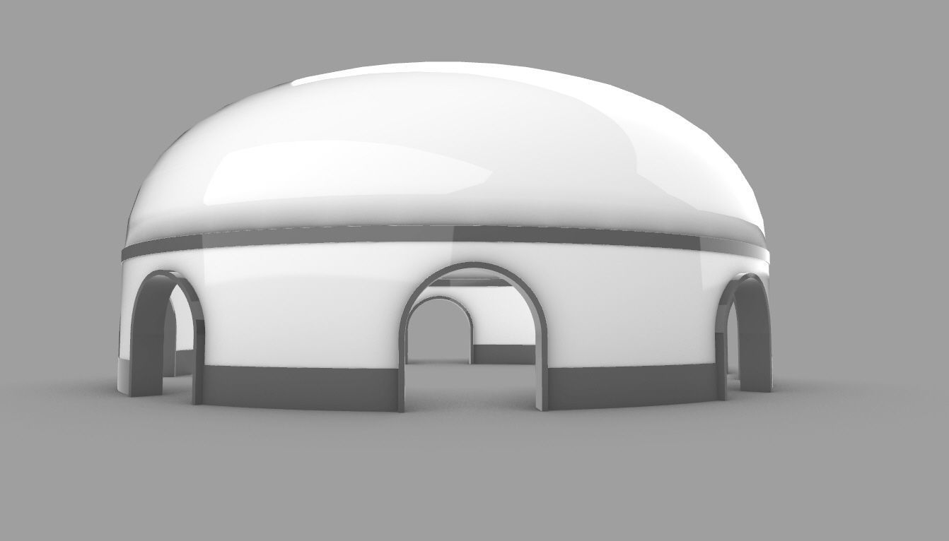 Dome Pavilion with Solid Dome with Top Opening v2 3D model_20