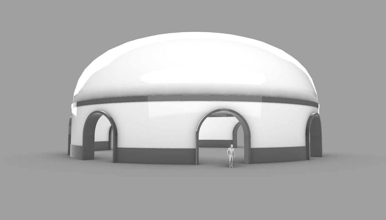 Dome Pavilion with Solid Dome with Top Opening v2 3D model_29