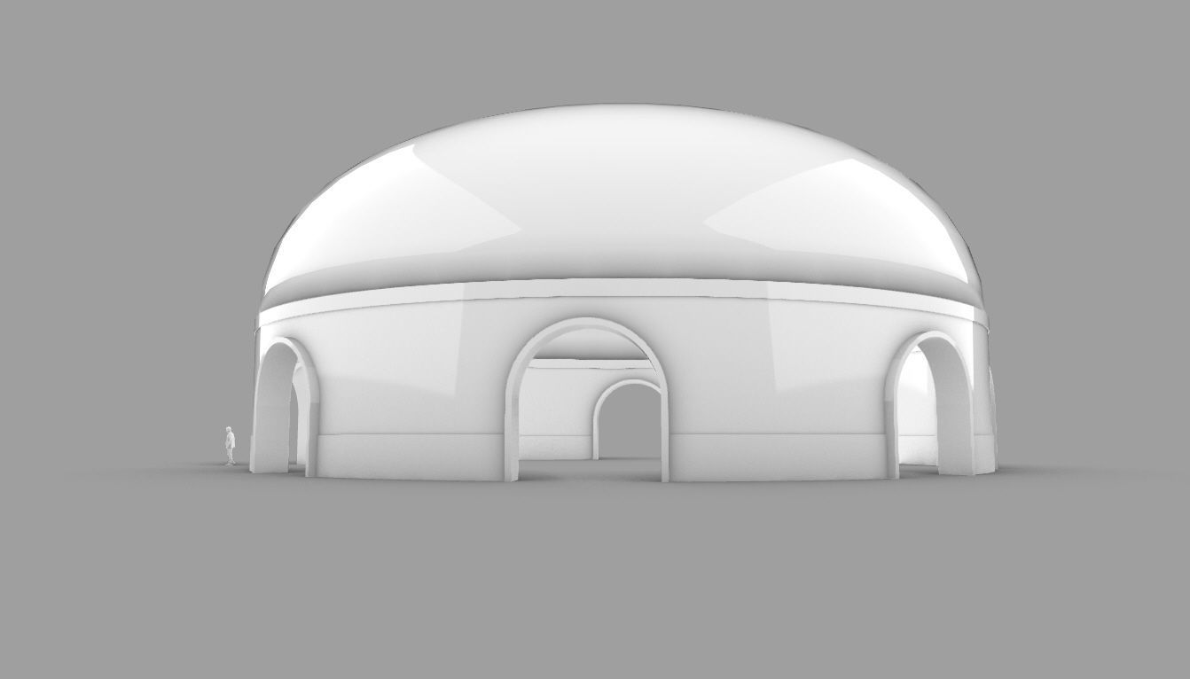 Dome Pavilion with Solid Dome with Top Opening v2 3D model_88