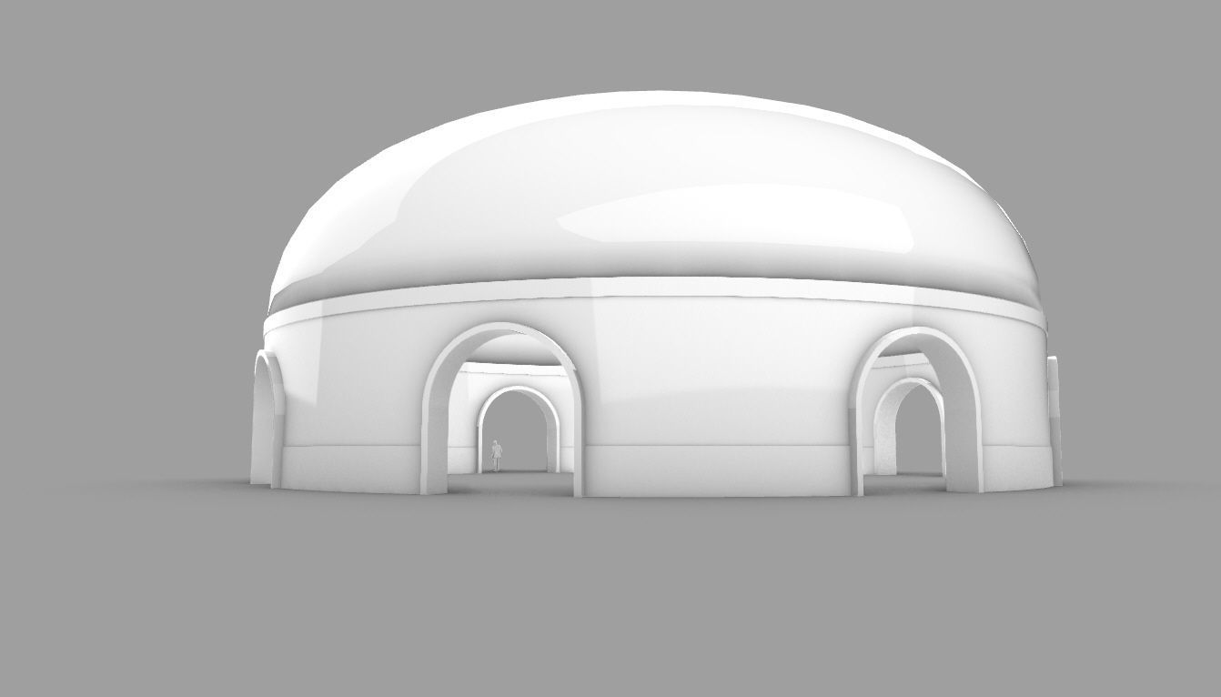 Dome Pavilion with Solid Dome with Top Opening v2 3D model_79