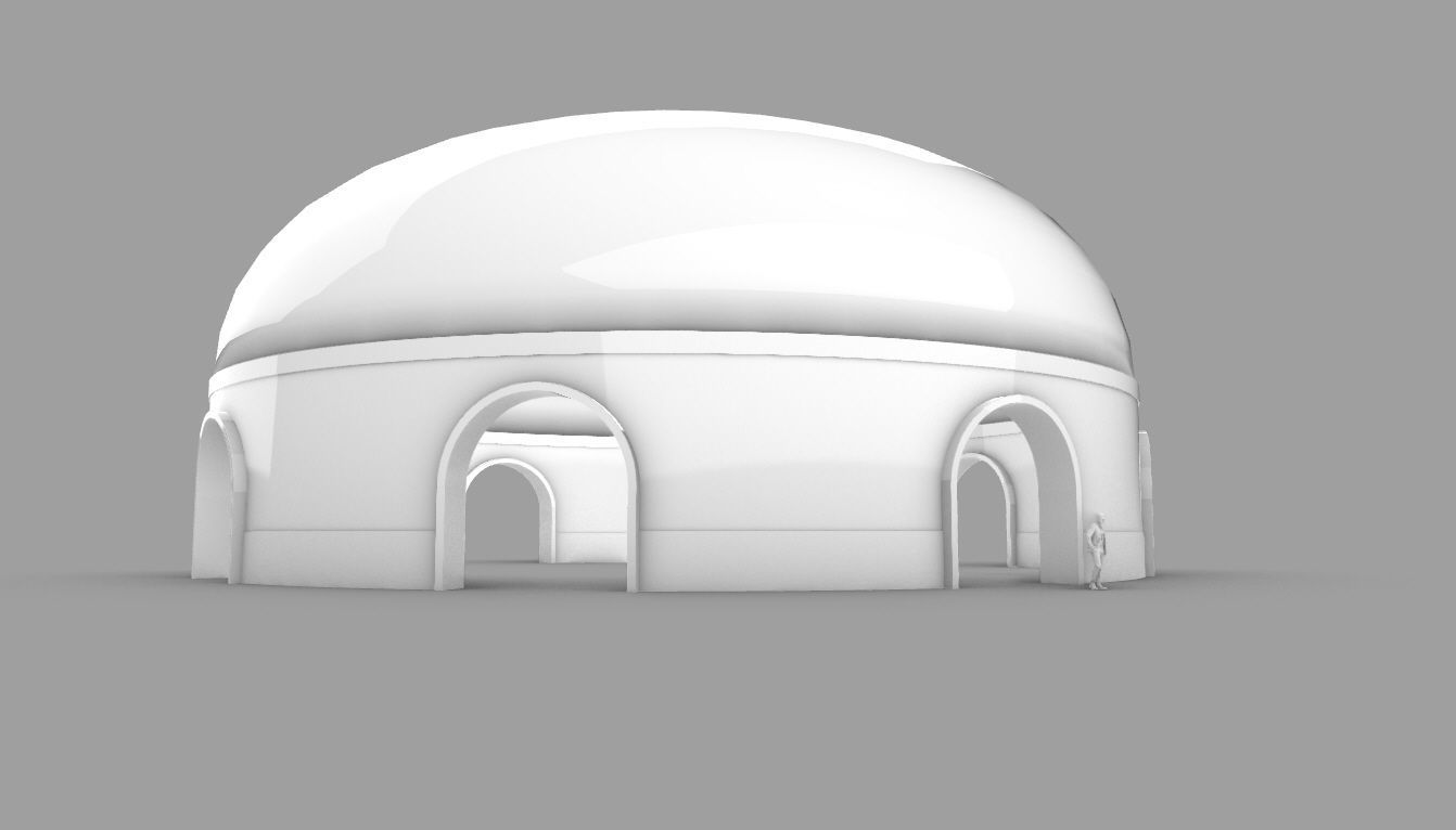 Dome Pavilion with Solid Dome with Top Opening v2 3D model_98