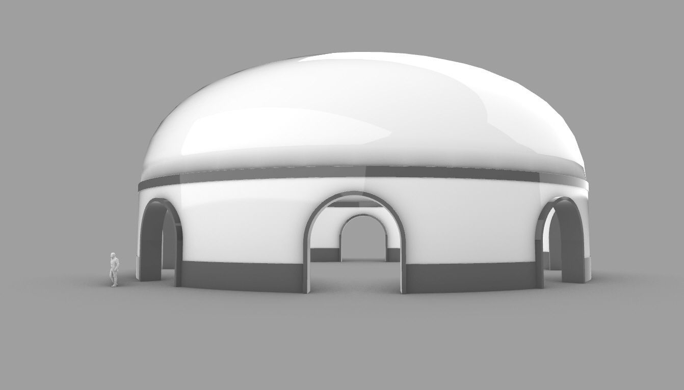 Dome Pavilion with Solid Dome with Top Opening v2 3D model_2