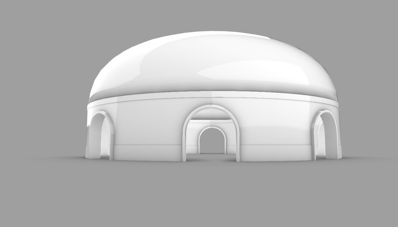 Dome Pavilion with Solid Dome with Top Opening v2 3D model_77