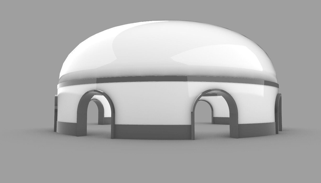 Dome Pavilion with Solid Dome with Top Opening v2 3D model_7