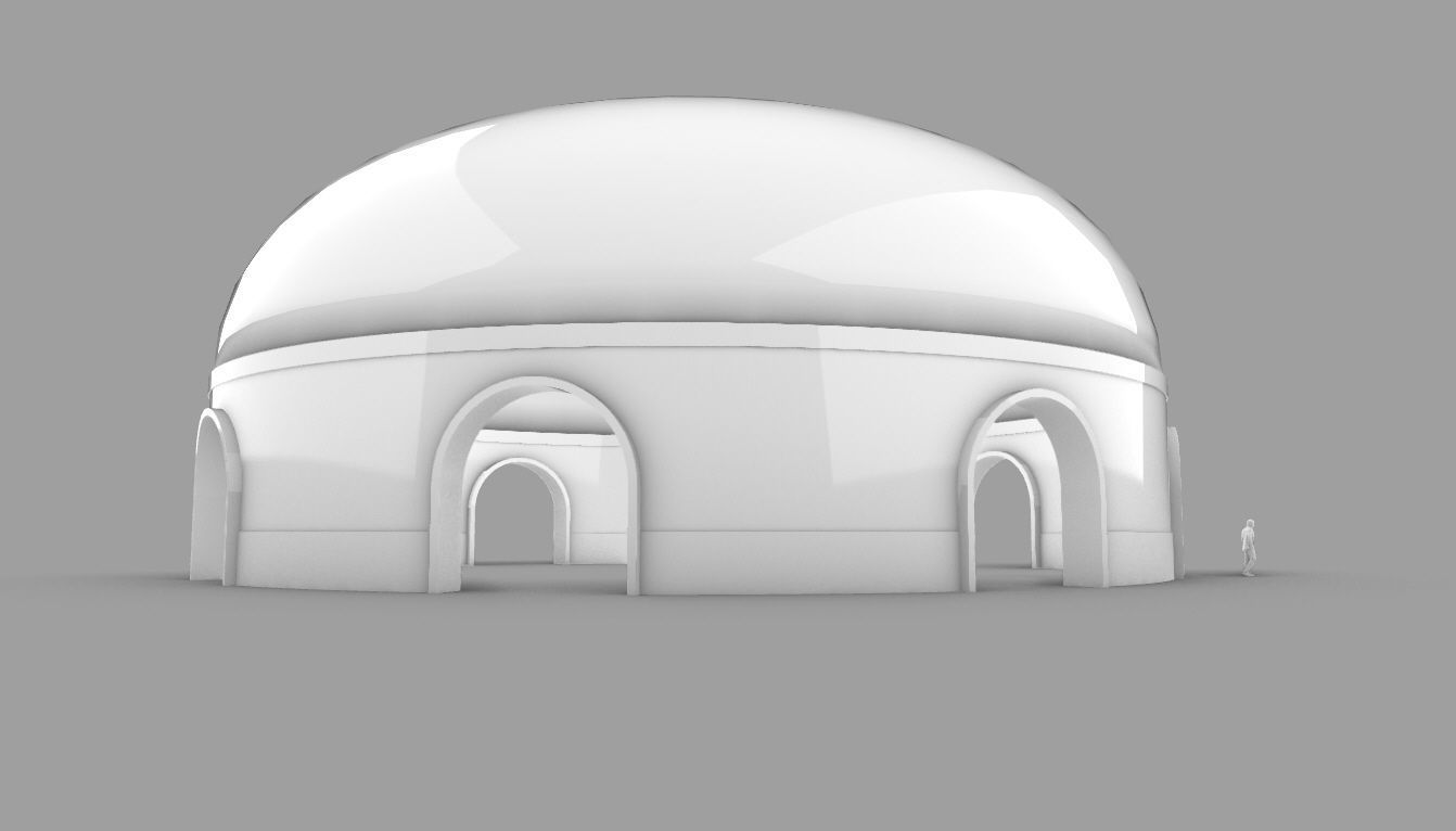 Dome Pavilion with Solid Dome with Top Opening v2 3D model_97