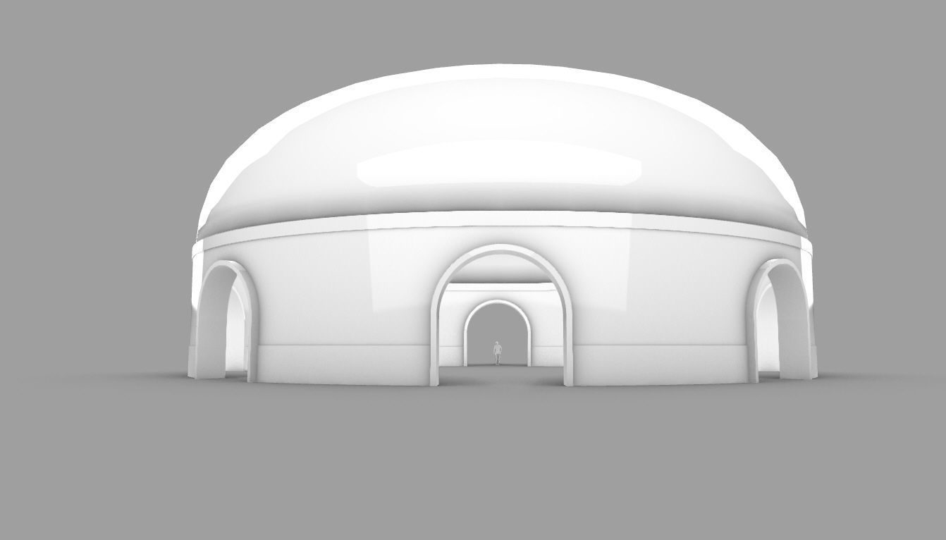 Dome Pavilion with Solid Dome with Top Opening v2 3D model_96