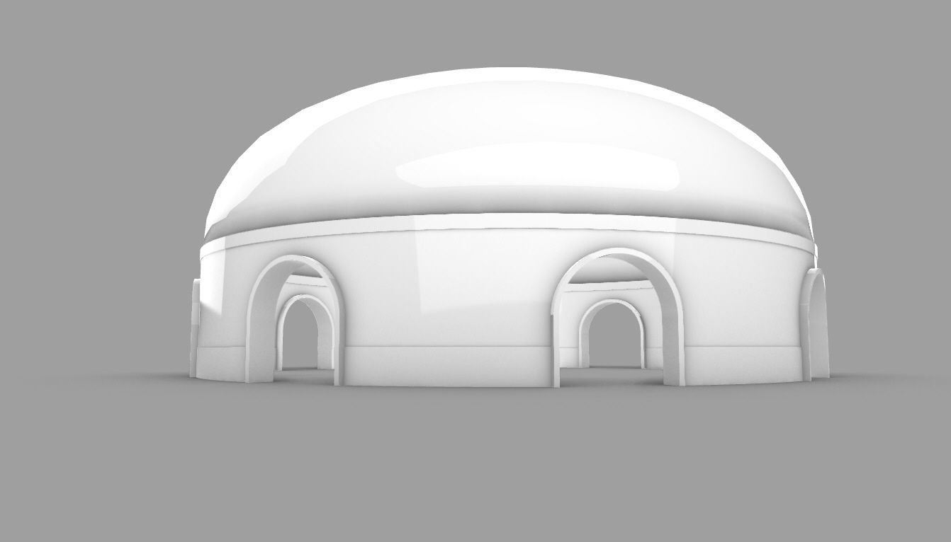 Dome Pavilion with Solid Dome with Top Opening v2 3D model_78