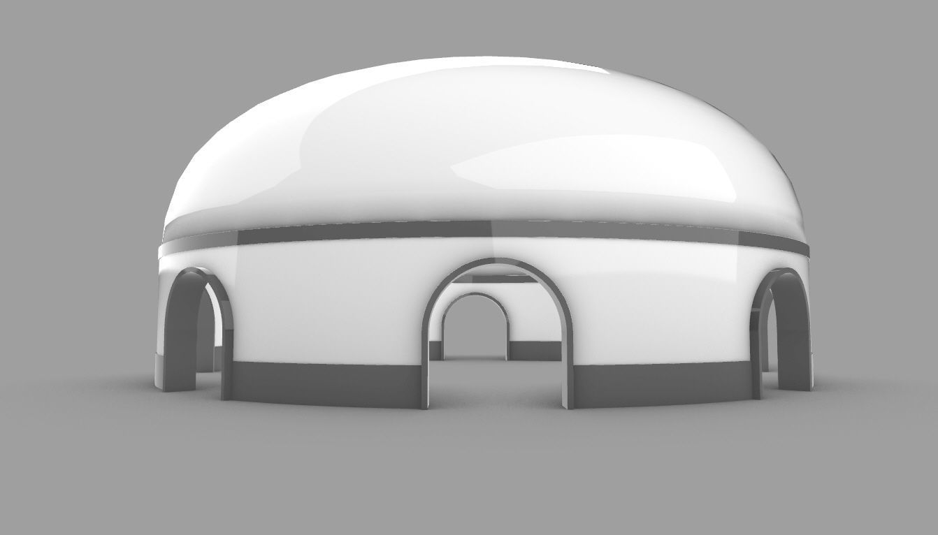 Dome Pavilion with Solid Dome with Top Opening v2 3D model_8