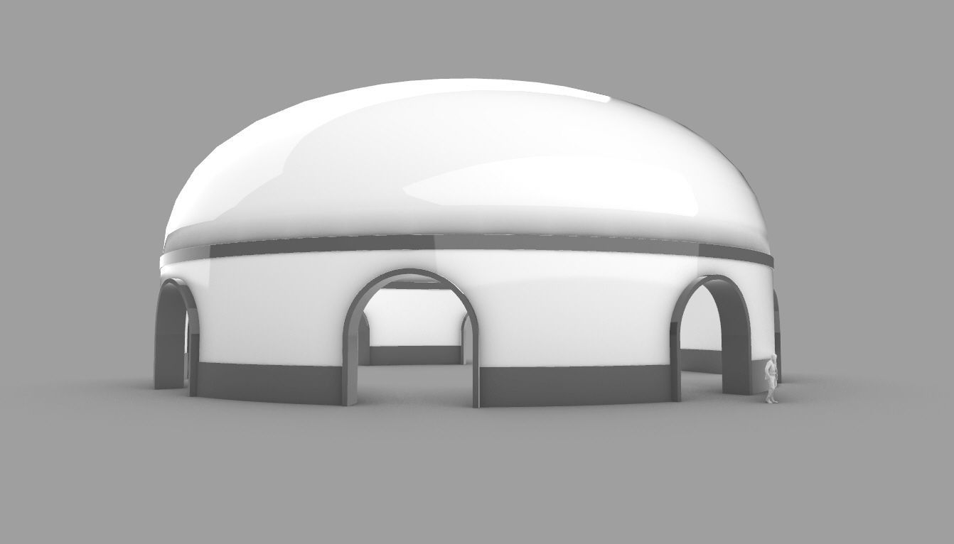 Dome Pavilion with Solid Dome with Top Opening v2 3D model_27