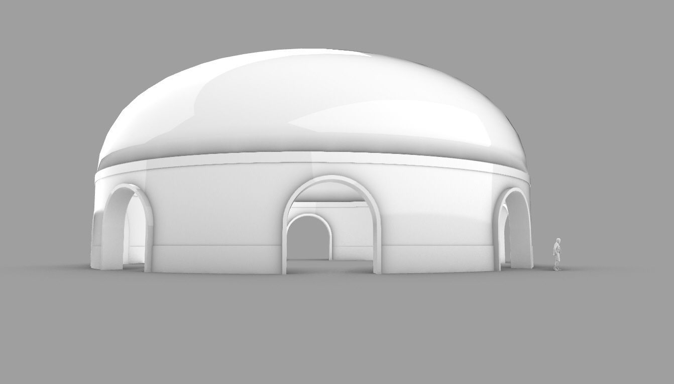 Dome Pavilion with Solid Dome with Top Opening v2 3D model_99