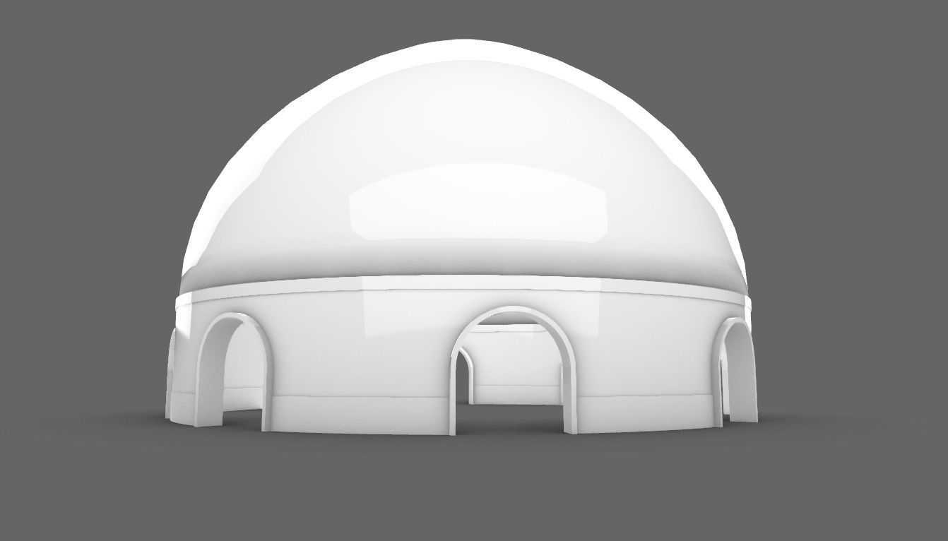 Dome Pavilion with Solid Dome with Top Opening v3 3D model_48