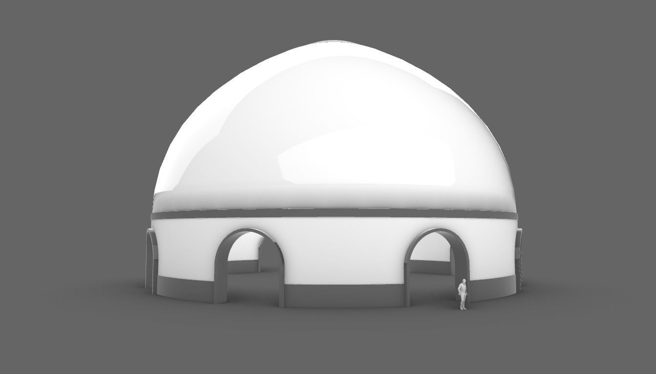 Dome Pavilion with Solid Dome with Top Opening v3 3D model_94