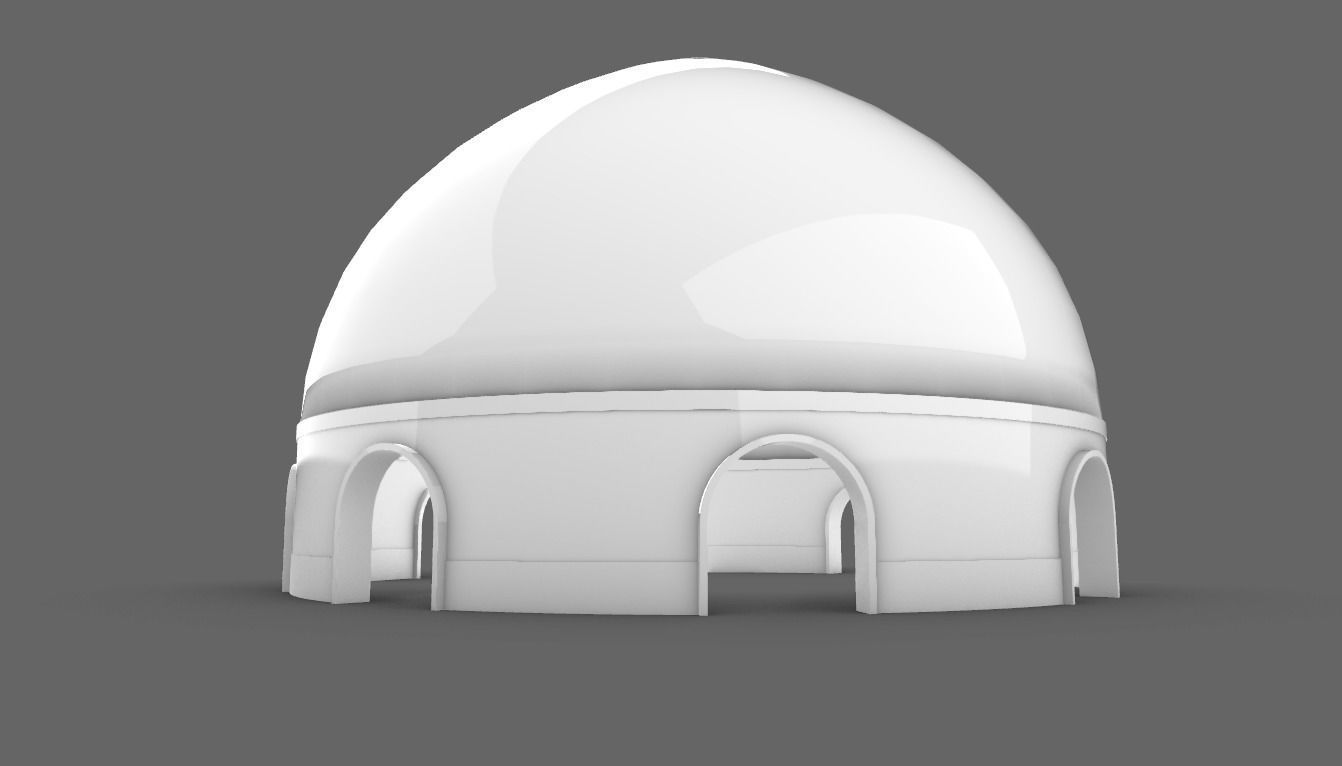 Dome Pavilion with Solid Dome with Top Opening v3 3D model_37