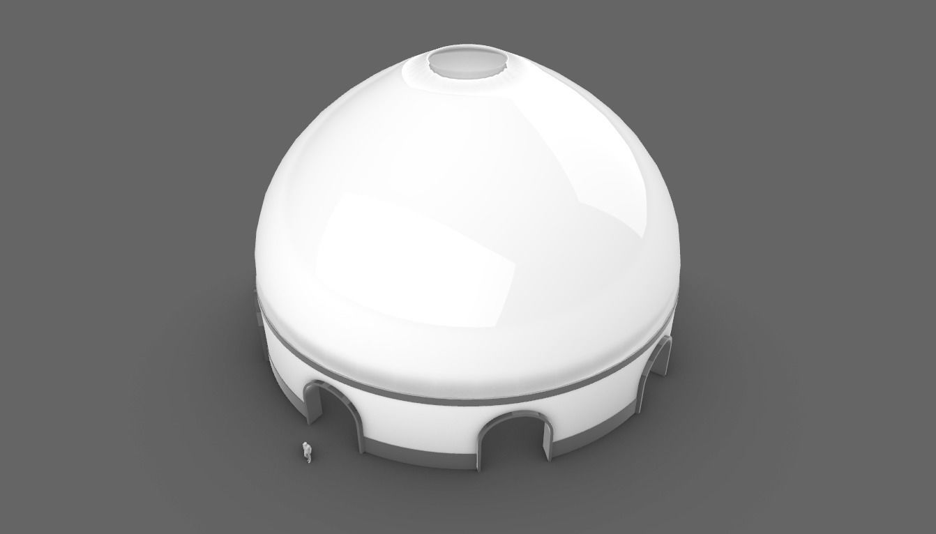 Dome Pavilion with Solid Dome with Top Opening v3 3D model_5