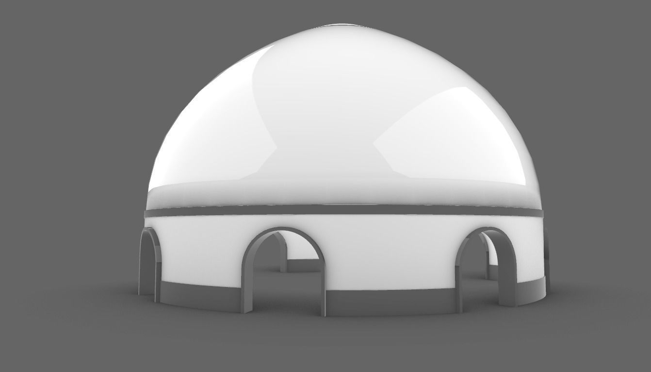 Dome Pavilion with Solid Dome with Top Opening v3 3D model_30