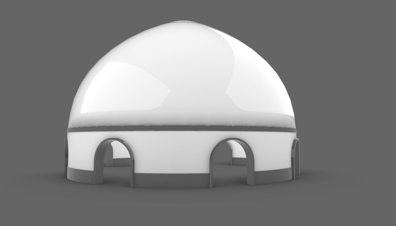 Dome Pavilion with Solid Dome with Top Opening v3 3D model_70