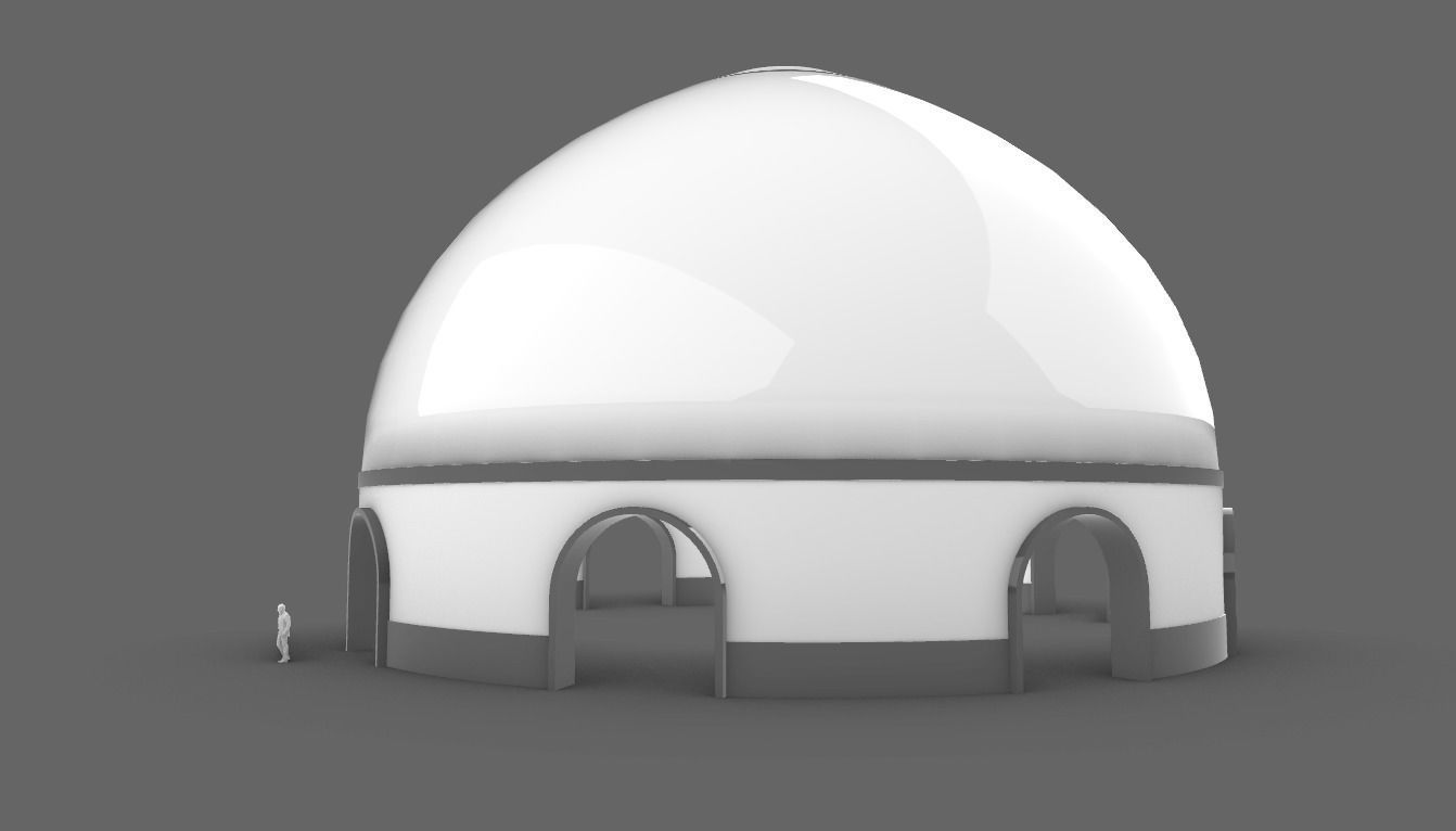 Dome Pavilion with Solid Dome with Top Opening v3 3D model_18