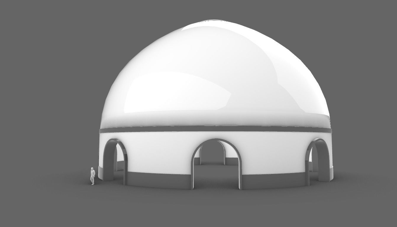Dome Pavilion with Solid Dome with Top Opening v3 3D model_8