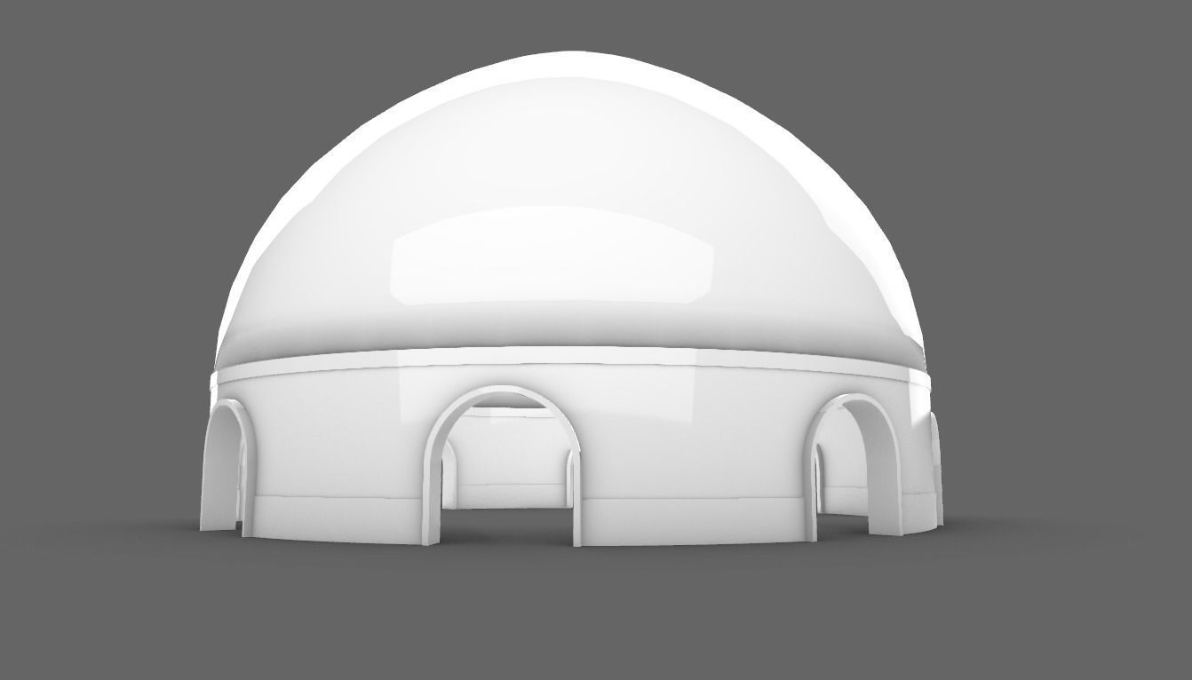 Dome Pavilion with Solid Dome with Top Opening v3 3D model_52
