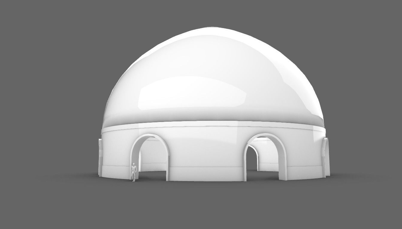 Dome Pavilion with Solid Dome with Top Opening v3 3D model_3