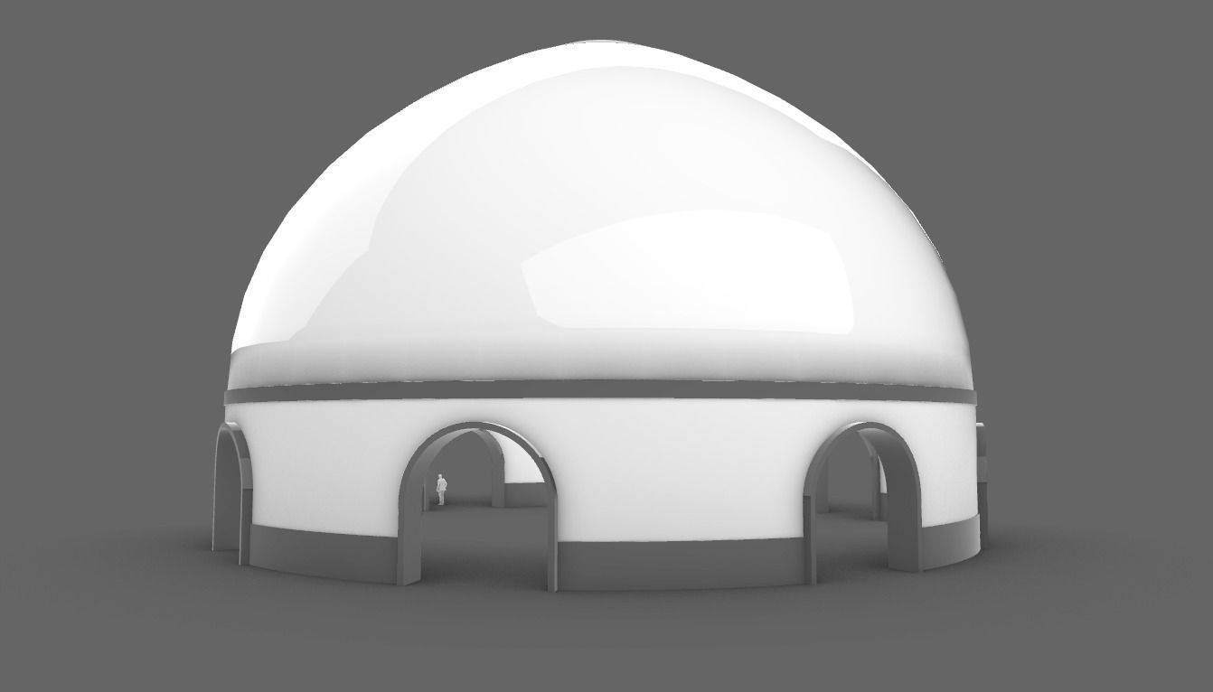 Dome Pavilion with Solid Dome with Top Opening v3 3D model_42